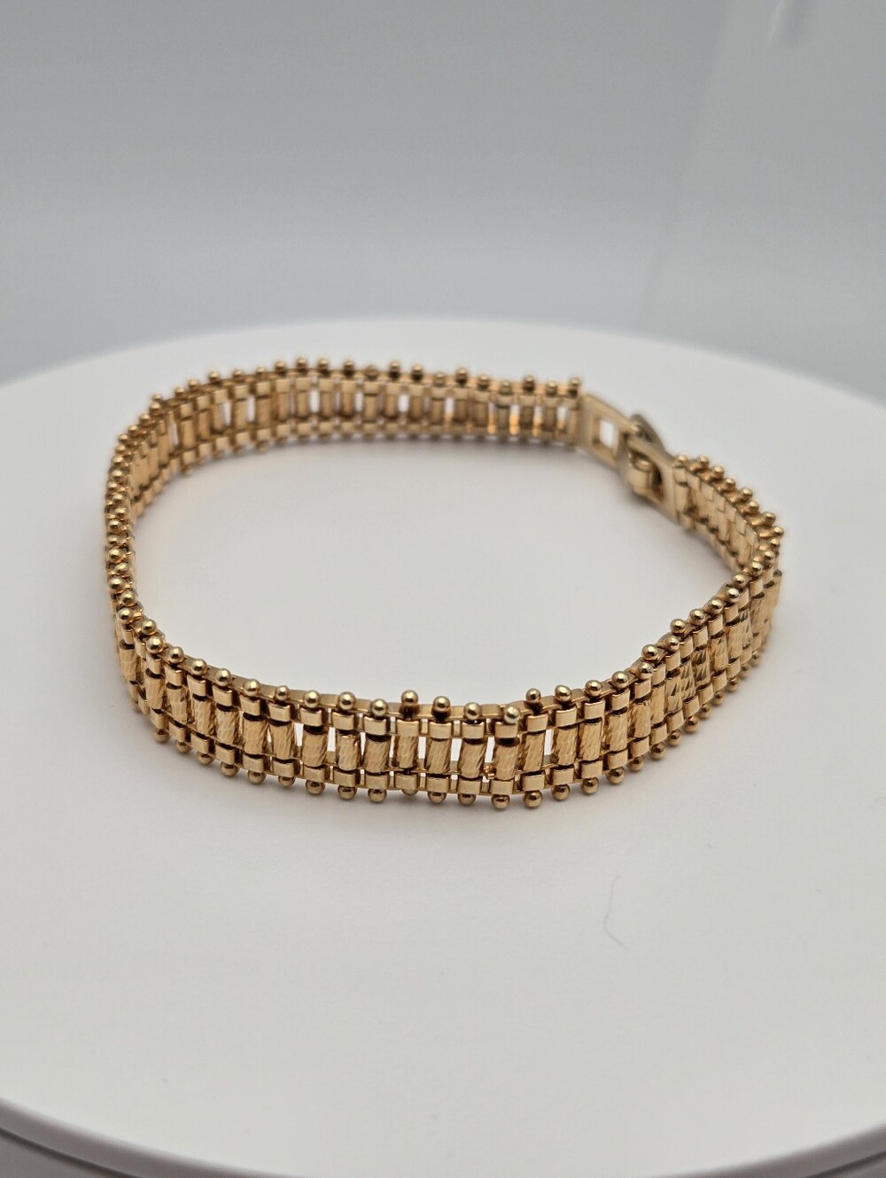 Vintage 1980s Gold Tone Bar Link Chain Bracelet 7.5" - Picture 8 of 10